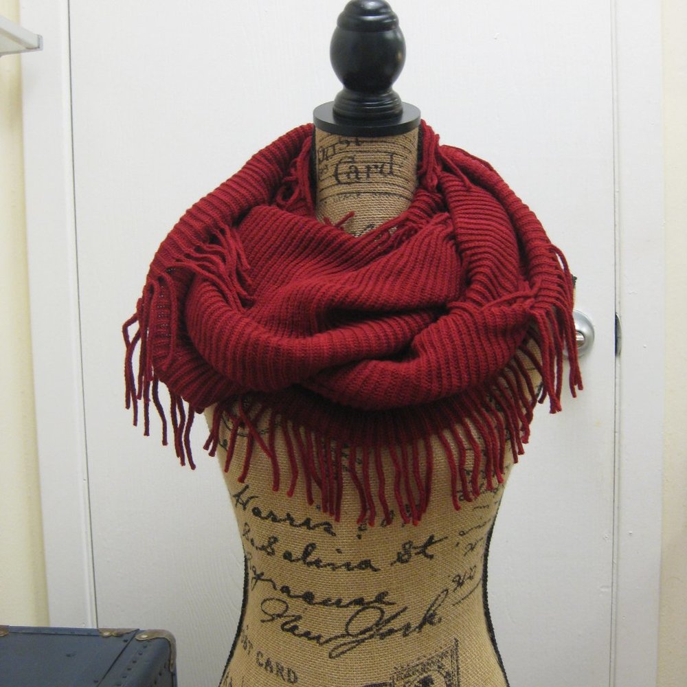 NWT Swank red infinity fringe scarf wrap